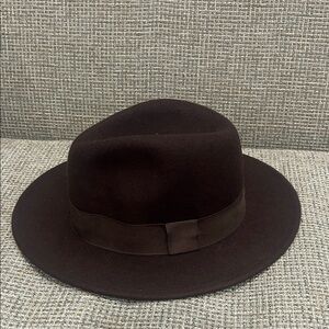 Dark Brown wide brim fedora hat
